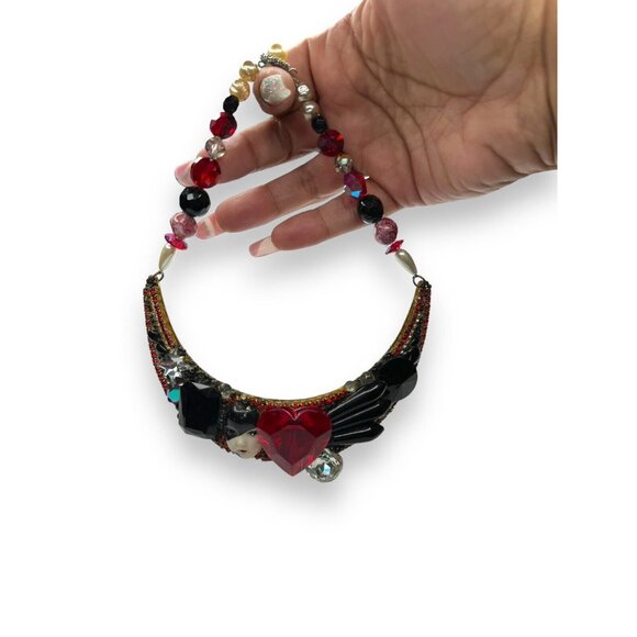 Wendy Gell Art Choker Necklace Red Heart Dollface Bib One of a Kind Vintage - Picture 6 of 11